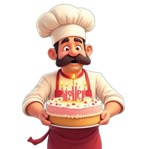 staff, food, 3d render, concept art, photorealistic, cartoon, chef, holding transparent PNG cut-out