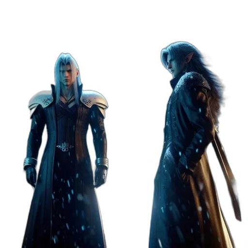 concept art, 3d render, fantasy art, comic book art, blue, dark, two, individuals transparent PNG cut-out