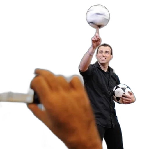 staff, weapon, man, black, shirt, holding, soccer, ball transparent PNG cut-out