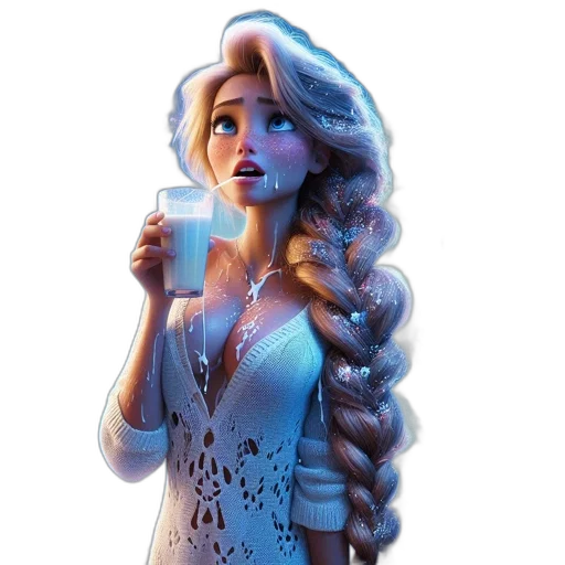dress, fantasy art, concept art, 3d render, cartoon, snow, blue, female transparent PNG cut-out
