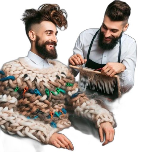 hair, jacket, creature, animal, cyberpunk, two, men, work transparent PNG cut-out