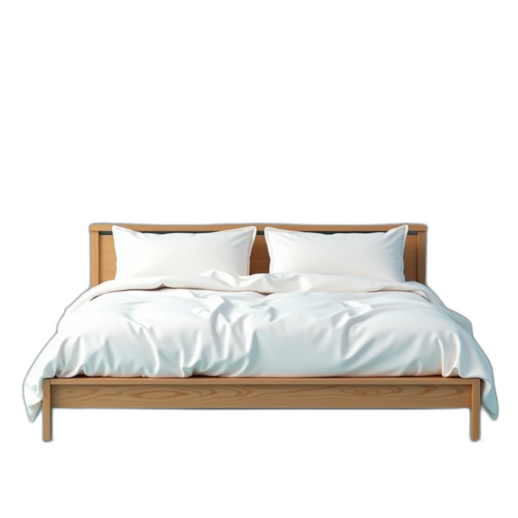 furniture, 3d render, photorealistic, earth tones, wooden, bed, frame, white transparent PNG cut-out