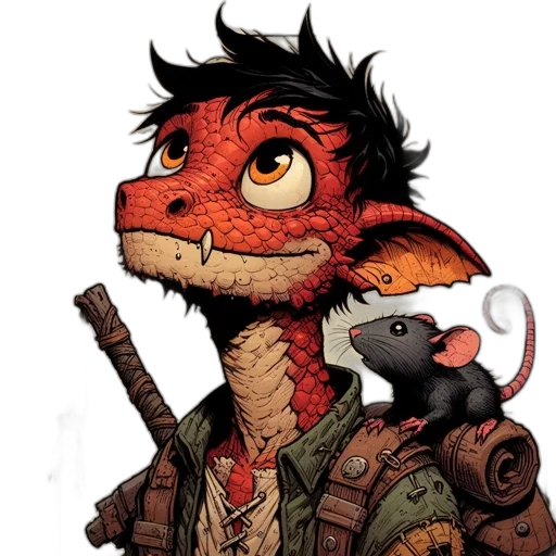 dragon, staff, animal, creature, concept art, fantasy art, comic book art, pixel art transparent PNG cut-out