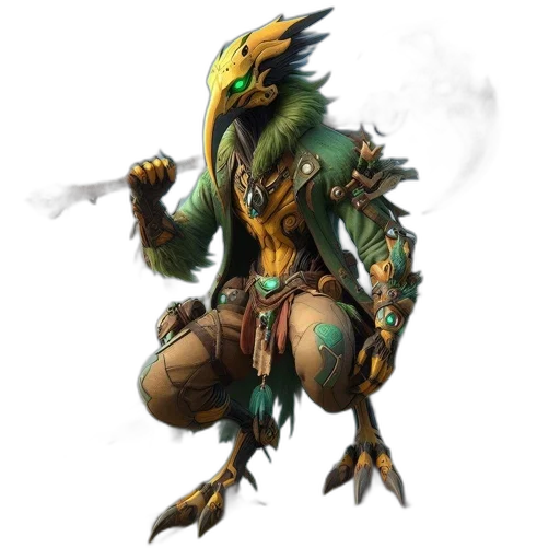 dragon, creature, concept art, fantasy art, green, humanoid, bird, armor transparent PNG cut-out