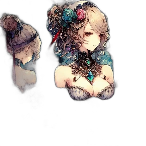 mask, crown, dress, jewelry, pixel art, watercolor, fantasy art, photorealistic transparent PNG cut-out