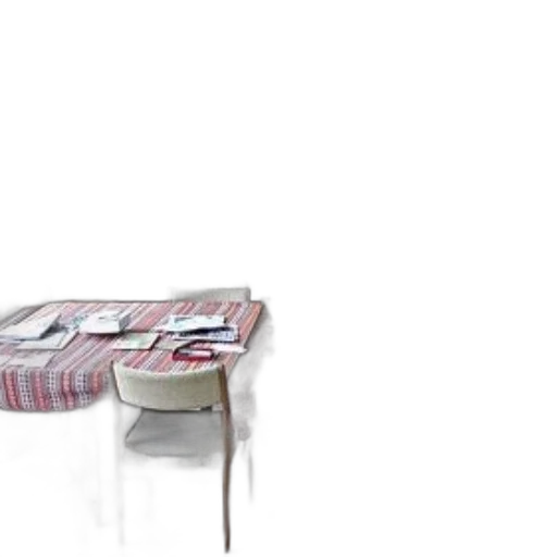 furniture, umbrella, shoes, staff, 3d render, concept art, photorealistic, watercolor transparent PNG cut-out