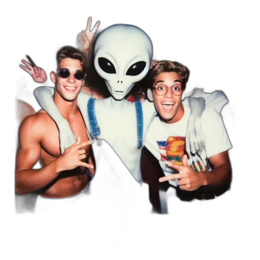mask, creature, vaporwave, outer space, photo, 1992, features, two transparent PNG cut-out