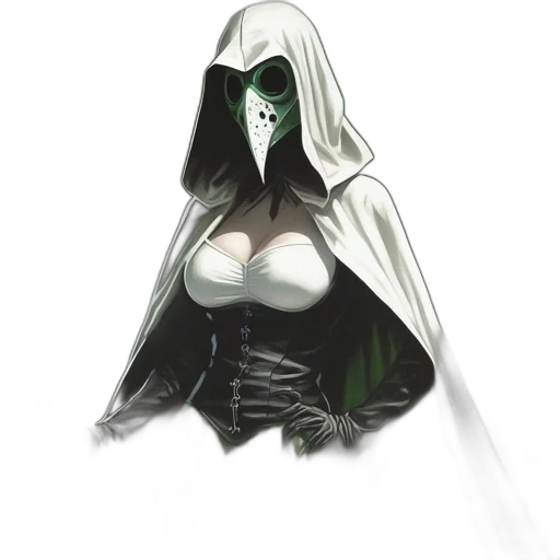 mask, dress, face, jacket, concept art, fantasy art, comic book art, pixel art transparent PNG cut-out