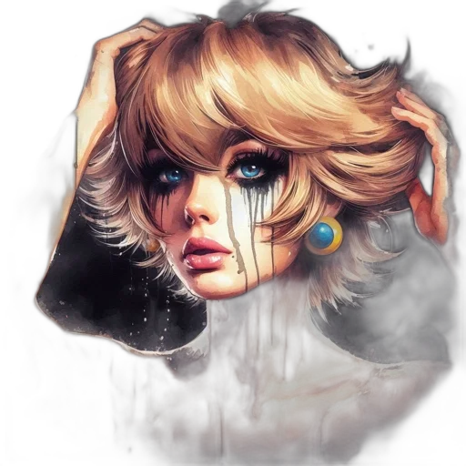 face, mask, hair, fantasy art, photorealistic, concept art, watercolor, dark transparent PNG cut-out