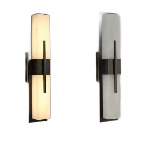 jewelry, 3d render, two, modern, wall, sconces, rectangular, frosted transparent PNG cut-out