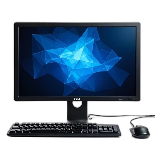 staff, 3d render, modern, computer, setup, black, dell, monitor transparent PNG cut-out