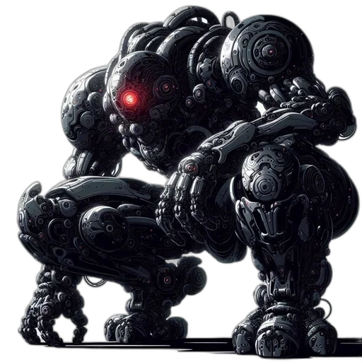 robot, creature, animal, weapon, concept art, pixel art, 3d render, comic book art transparent PNG cut-out