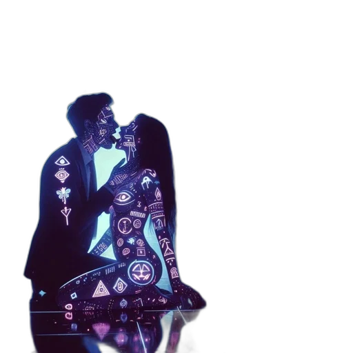robot, jacket, dress, cyberpunk, concept art, 3d render, vaporwave, outer space transparent PNG cut-out