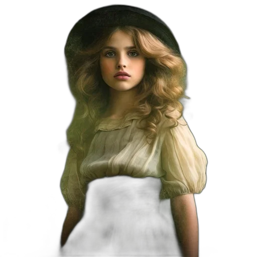 dress, hat, hair, crown, photorealistic, fantasy art, concept art, oil painting transparent PNG cut-out