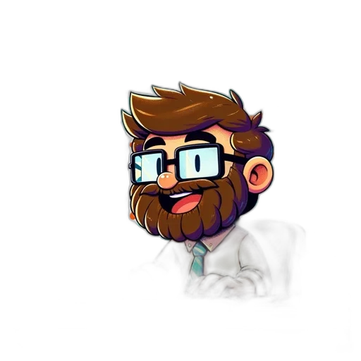 staff, face, jacket, hair, cartoon, pixel art, concept art, 3d render transparent PNG cut-out