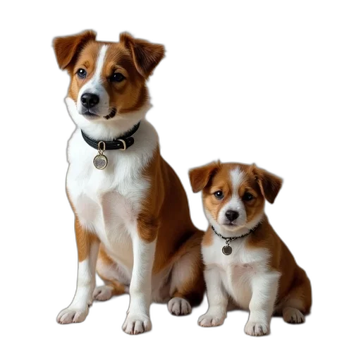 animal, photorealistic, 3d render, oil painting, brown, white, dog, collar transparent PNG cut-out