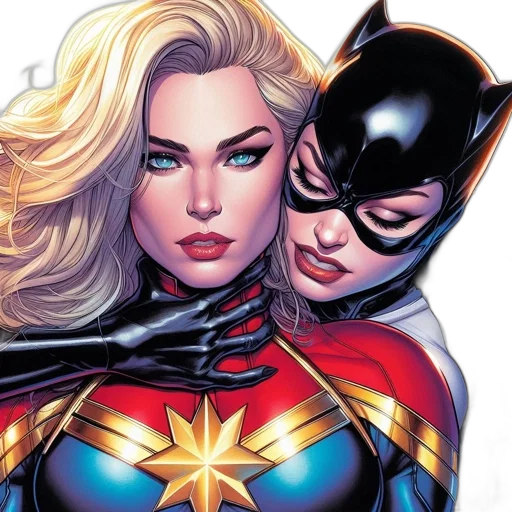 comic book art, two, females, comic, graphic, novel, one, long transparent PNG cut-out