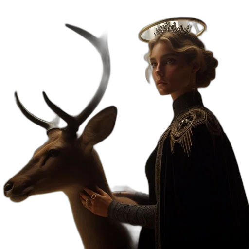 crown, jewelry, animal, staff, concept art, fantasy art, photorealistic, 3d render transparent PNG cut-out