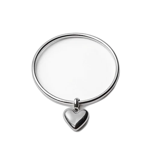 jewelry, silver, bracelet, heart-shaped, charm, displayed, against, white transparent PNG cut-out
