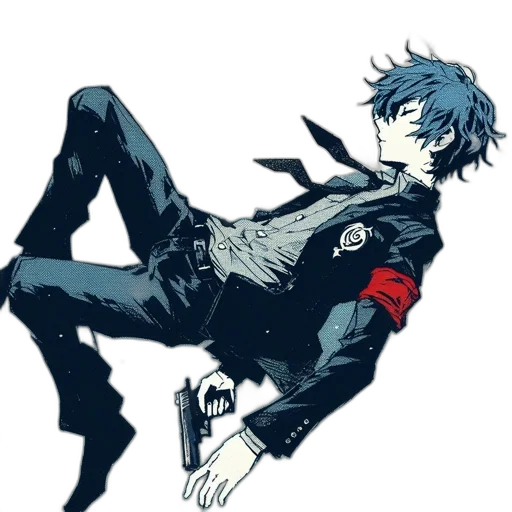 jacket, creature, weapon, anime, concept art, comic book art, pixel art, blue transparent PNG cut-out