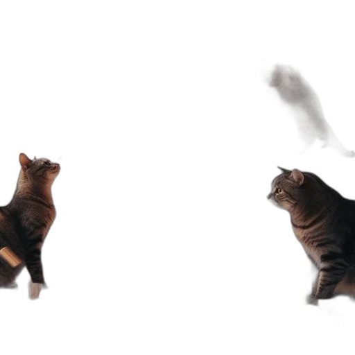 photorealistic, concept art, 3d render, fire, fog, outer space, cats, engaging transparent PNG cut-out