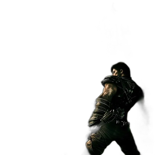 weapon, sword, mask, jacket, concept art, 3d render, photorealistic, comic book art transparent PNG cut-out