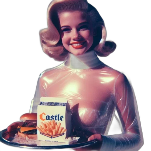 dress, food, robot, crown, photorealistic, vaporwave, 3d render, neon lights transparent PNG cut-out