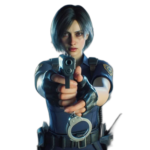 weapon, staff, jacket, face, concept art, 3d render, pixel art, photorealistic transparent PNG cut-out