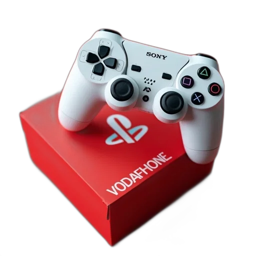 3d render, photorealistic, white, playstation, controller, black, buttons, sony transparent PNG cut-out