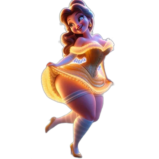 dress, crown, concept art, 3d render, cartoon, fantasy art, female, character transparent PNG cut-out