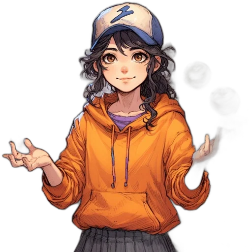 staff, hat, jacket, face, anime, pixel art, concept art, cartoon transparent PNG cut-out