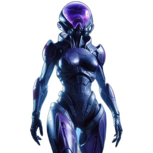 robot, creature, dress, concept art, cyberpunk, 3d render, comic book art, outer space transparent PNG cut-out