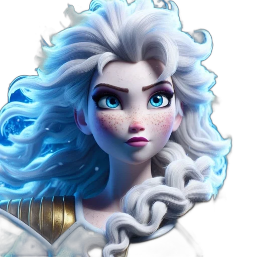 face, hair, staff, crown, fantasy art, concept art, 3d render, pixel art transparent PNG cut-out