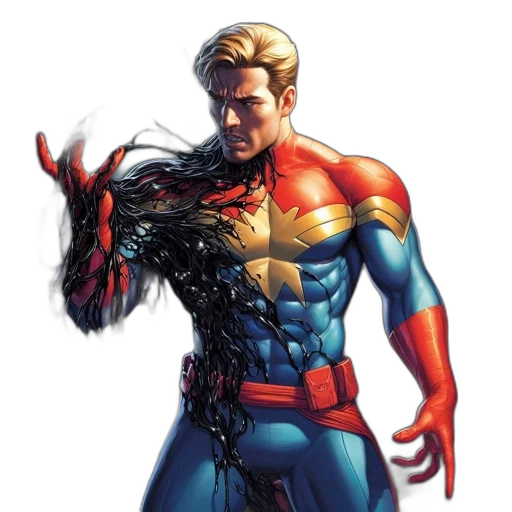 hair, comic book art, concept art, pixel art, cyberpunk, captain, marvel-like, figure transparent PNG cut-out