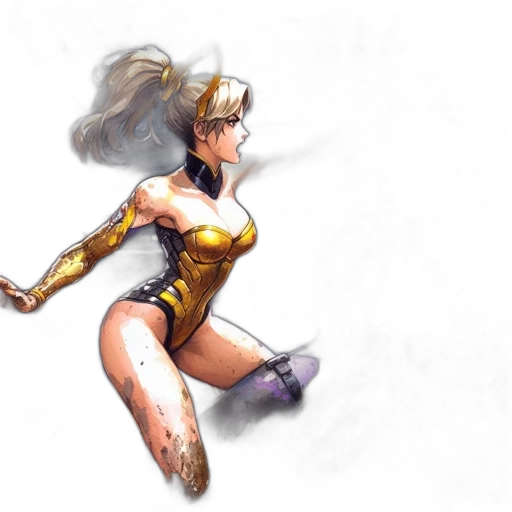 comic book art, concept art, fantasy art, pixel art, golden, two, animated, female transparent PNG cut-out