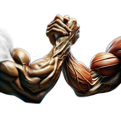 photorealistic, concept art, 3d render, fantasy art, intense, arm, wrestling, match transparent PNG cut-out