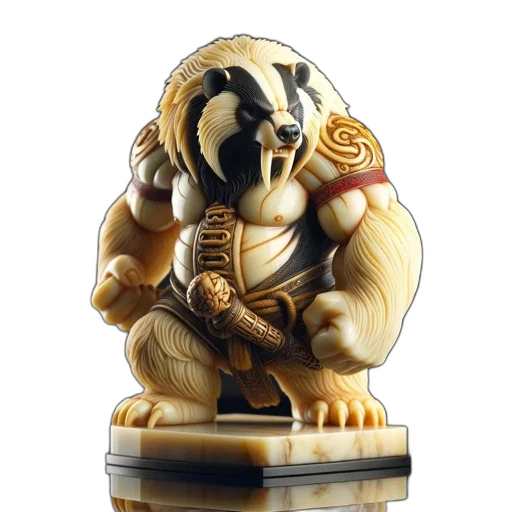 concept art, 3d render, finely, crafted, armored, bear-shaped, sculpture, intricate transparent PNG cut-out