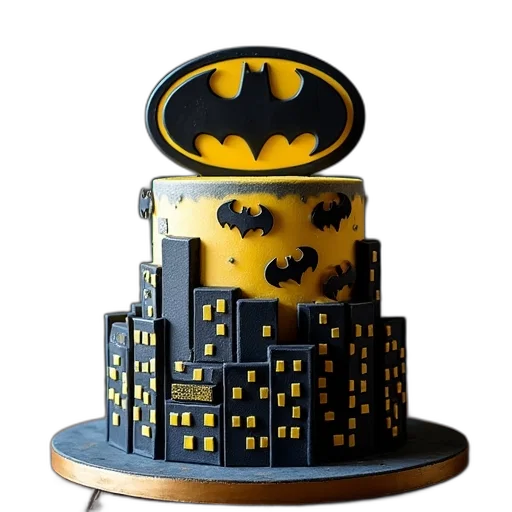 3d render, batman, cake, symbols transparent PNG cut-out
