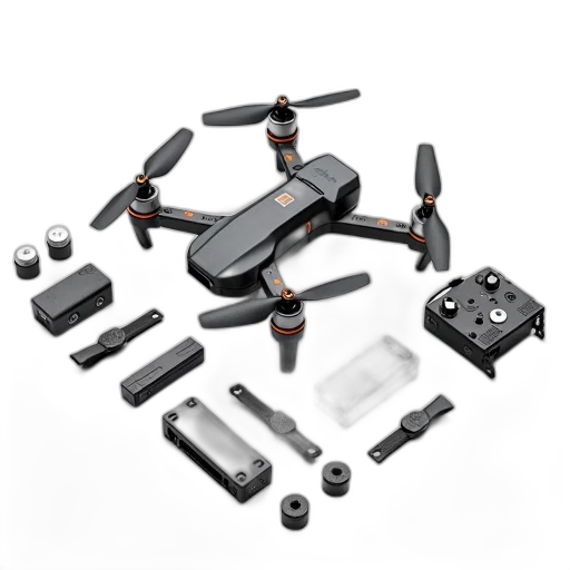 detailed, illustration, drone, components, spread, out, center, arms transparent PNG cut-out
