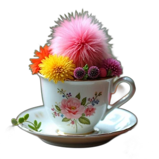 flower, food, crown, staff, photorealistic, 3d render, colorful, pastel transparent PNG cut-out