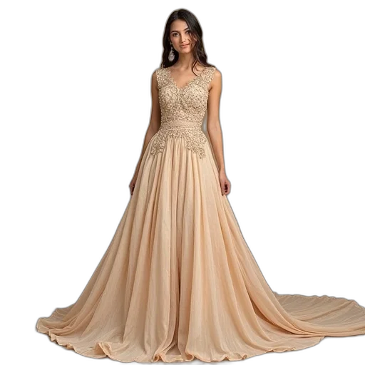 dress, earth tones, golden, beige transparent PNG cut-out