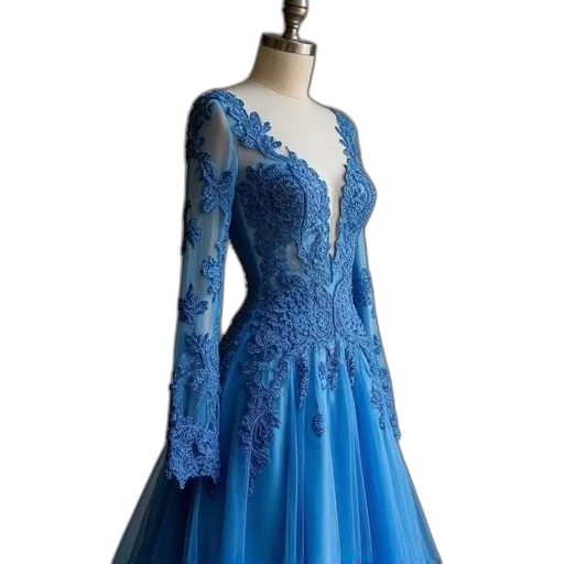 dress, blue, charming, scoop transparent PNG cut-out