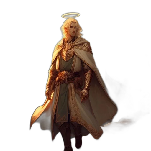 staff, sword, jacket, concept art, fantasy art, pixel art, comic book art, golden transparent PNG cut-out