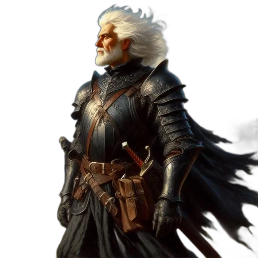 sword, fantasy art, concept art, photorealistic, comic book art, older, man, flowing transparent PNG cut-out