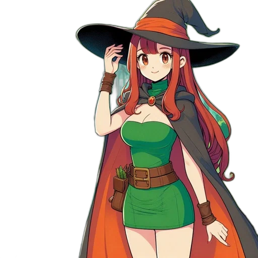 dress, staff, hat, dragon, pixel art, fantasy art, concept art, anime transparent PNG cut-out