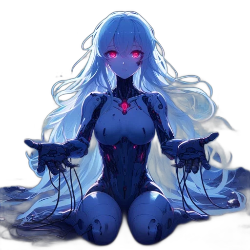 robot, creature, dress, mask, concept art, cyberpunk, anime, fantasy art transparent PNG cut-out