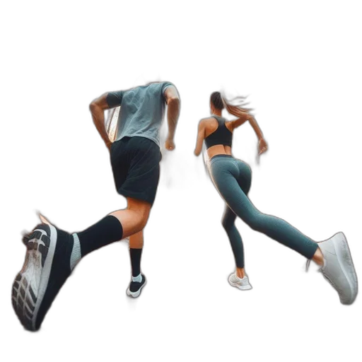two, people, jog, through, autumnal, forest, immersed, sea transparent PNG cut-out