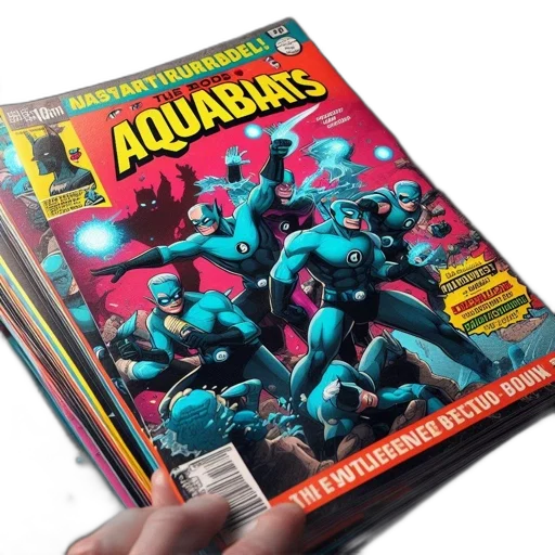 comic book art, underwater, cover, art, boss, aquabats, comic, shows transparent PNG cut-out