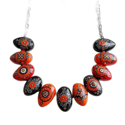 jewelry, collection, colorful, hand-painted, stones, intricate, designs, patterns transparent PNG cut-out