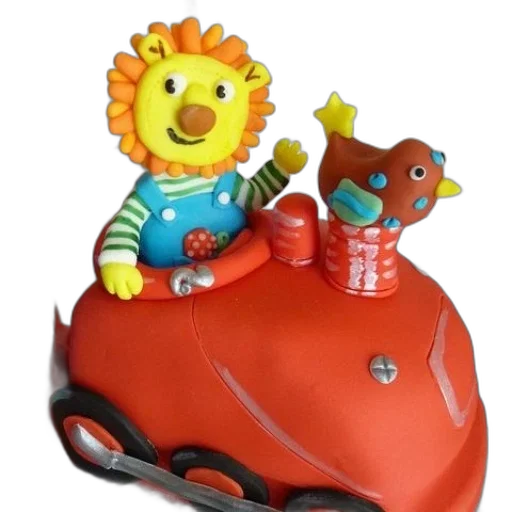 car, 3d render, concept art, photorealistic, cake, lion, bird, top transparent PNG cut-out